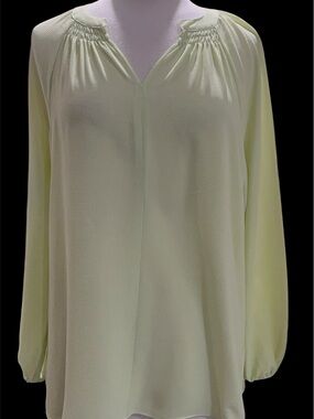 Chaus Lime Long-Sleeve V-Neck Blouse